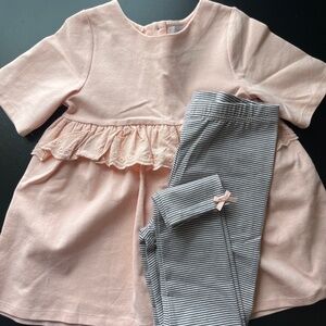 Dust pink float top/tunic outfit girl size 7-8 yrs